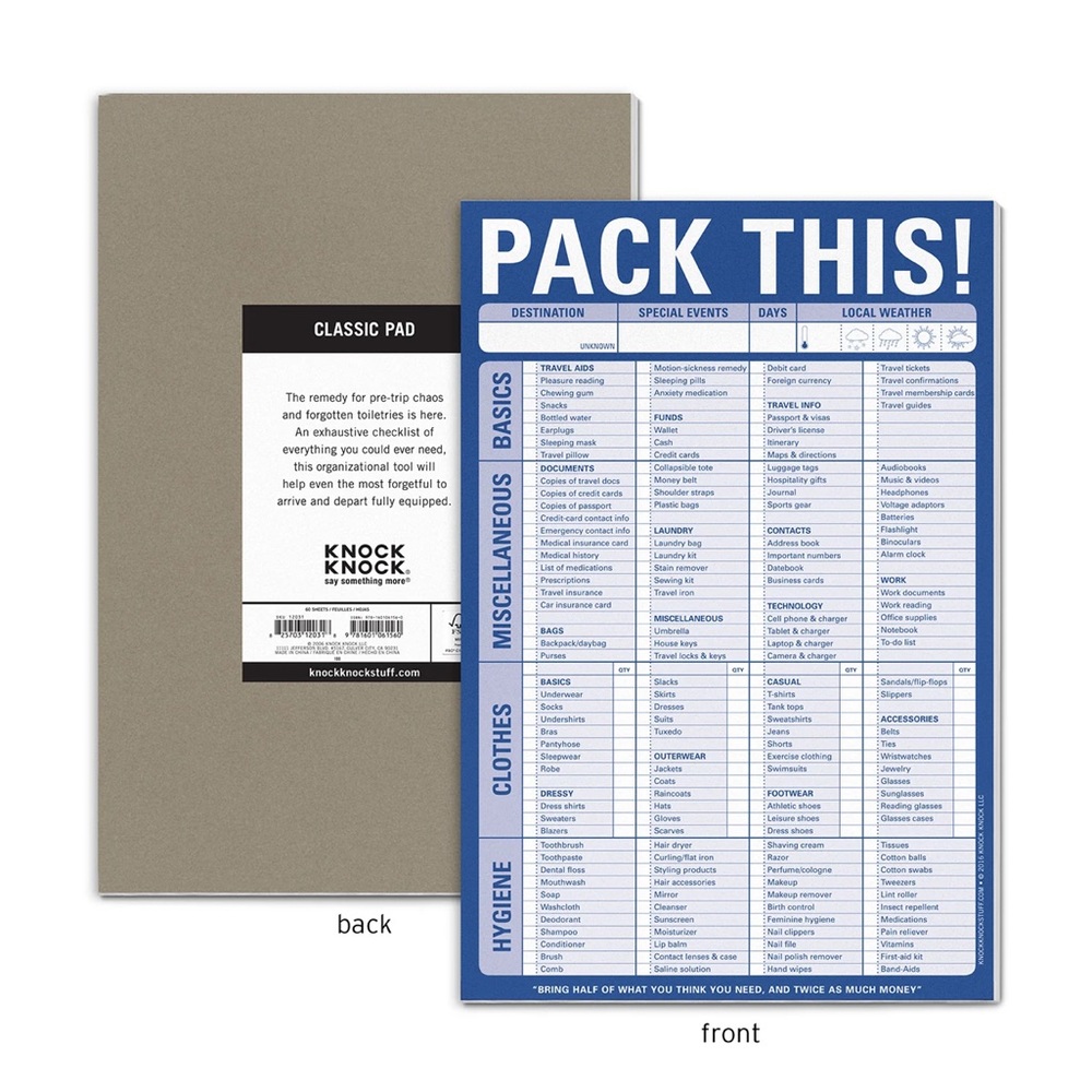 Knock Knock Pack This Note Pad